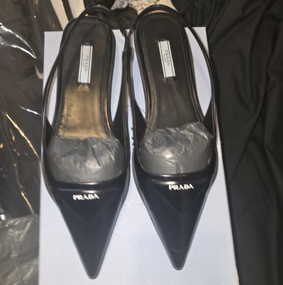 Prada Black High Heel Shoes with Pointed Toe
